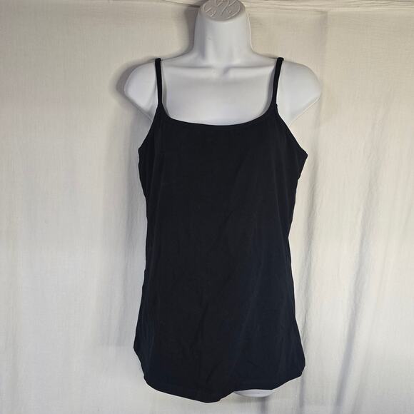 Pact Tops - Pact Organic Cotton Camisole Tank Top Shelf Bra Layering Black Size L